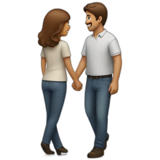 couple holding hands with man looking back emoji