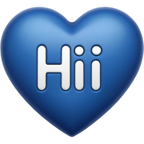 Dark blue heart with the words Hi in the middle  emoji