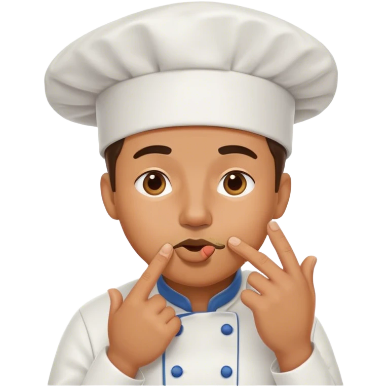 Chef holding fingertips together kissing his mouth emoji