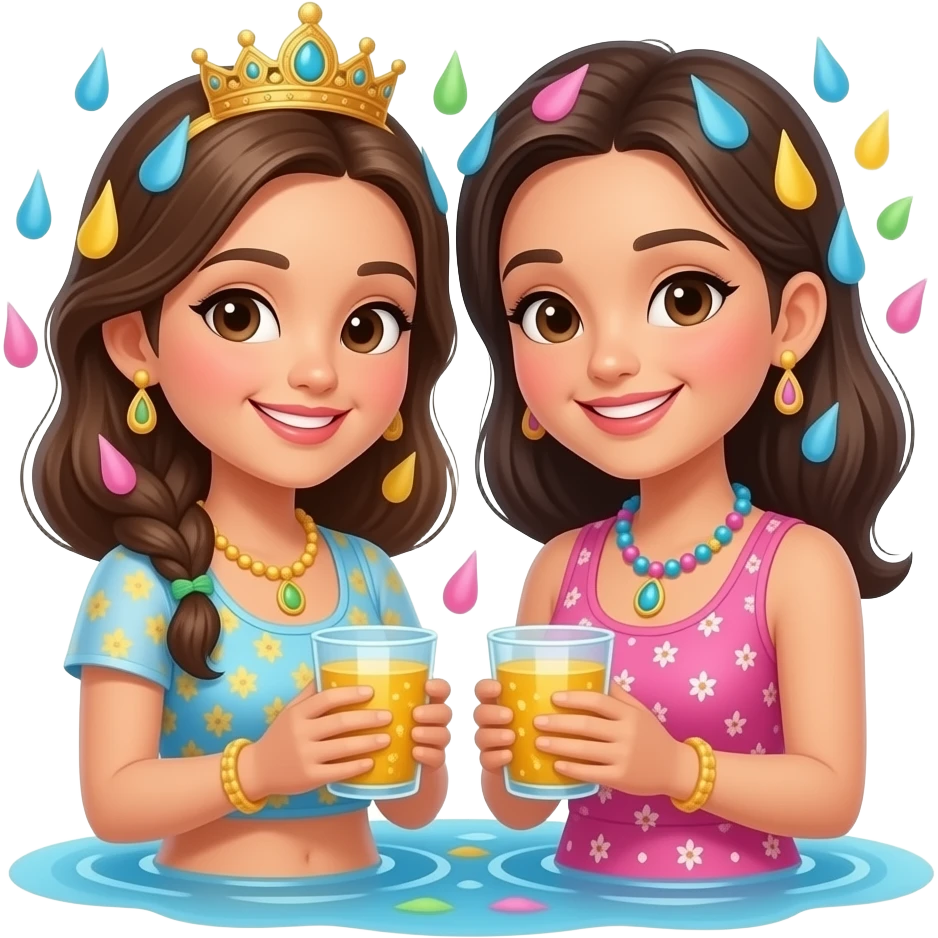 emoji Beautiful women playing Songkran emoji