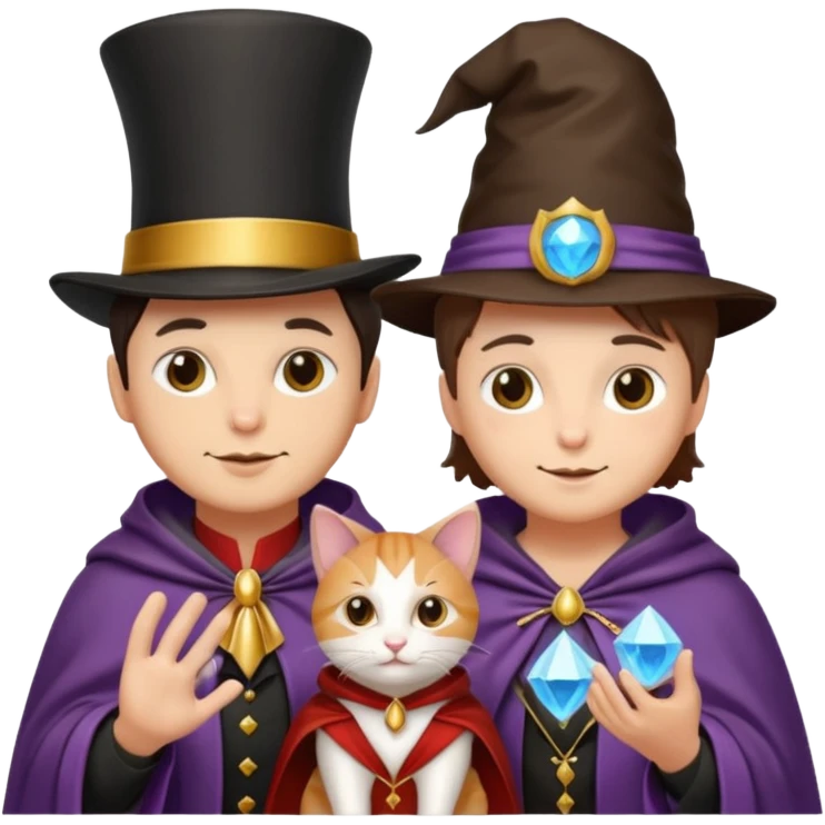 magician couple and their pet cat emoji