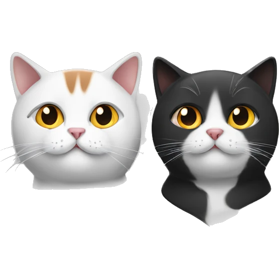 Two people adults, one black-white cat and one red-grey-white cat emoji
