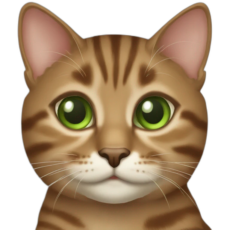 Dark Marron tabby cat Green eyes, beige mouth emoji