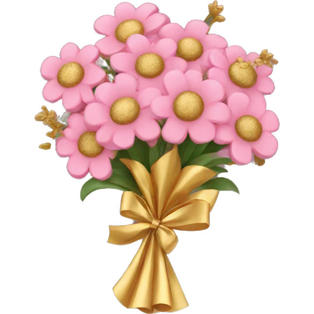 Gold Bouquet with pink flowers emoji