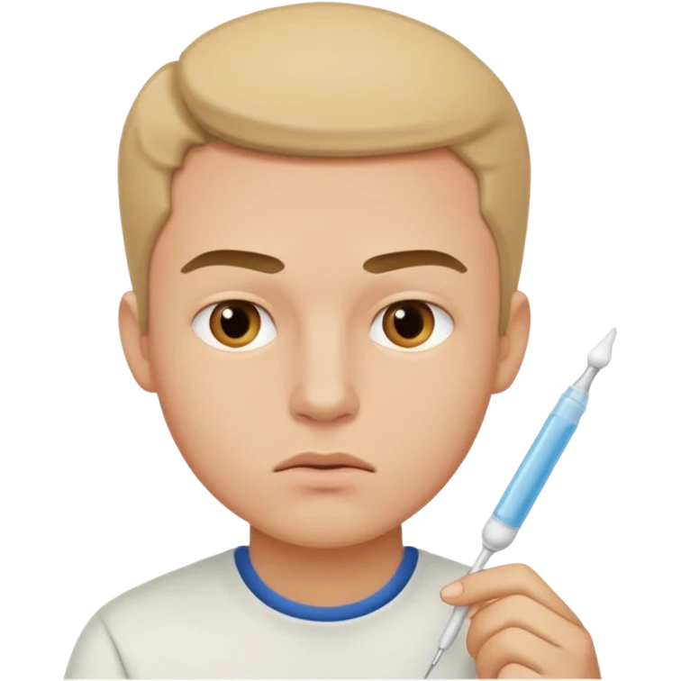 cheek swab for healthy young man, emoji