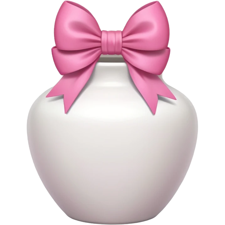 vaso branco com laço rosa sem flores emoji