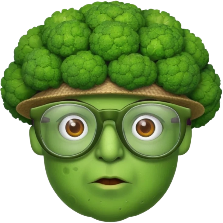 brocoli with glasses and hat emoji