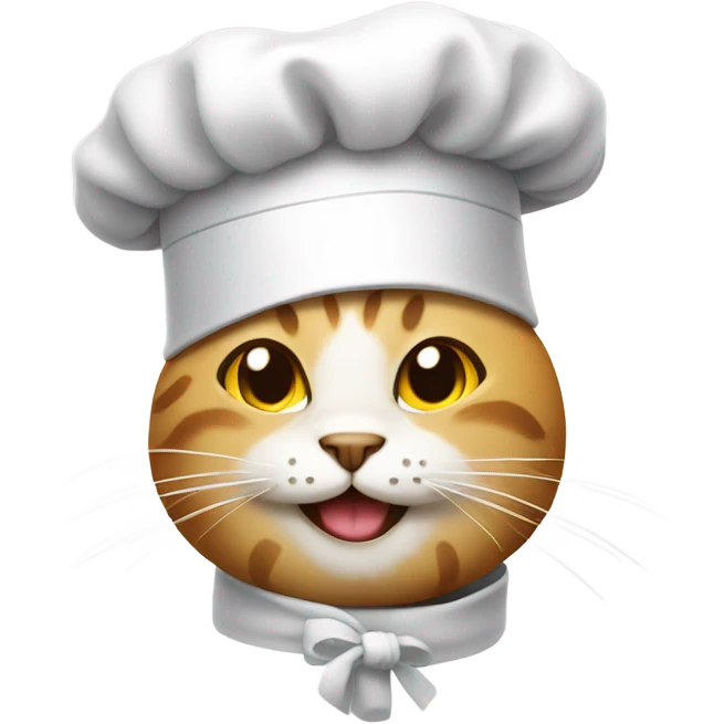 Cat smiling while wearing a chef hat emoji