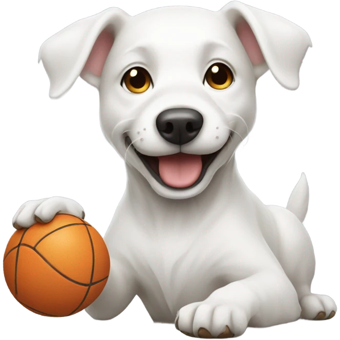 White dog play with ball emoji