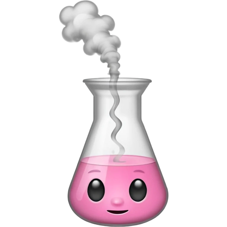pink beaker with smoke no face emoji