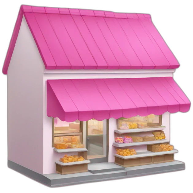 Grandma's store building with pink color elements emoji