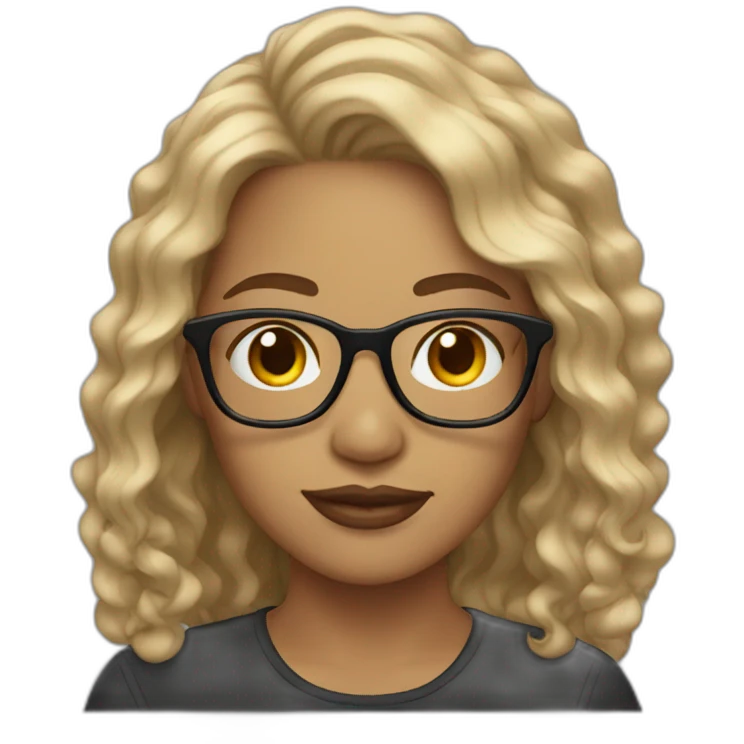 woman light skin glasses wavy hair emoji