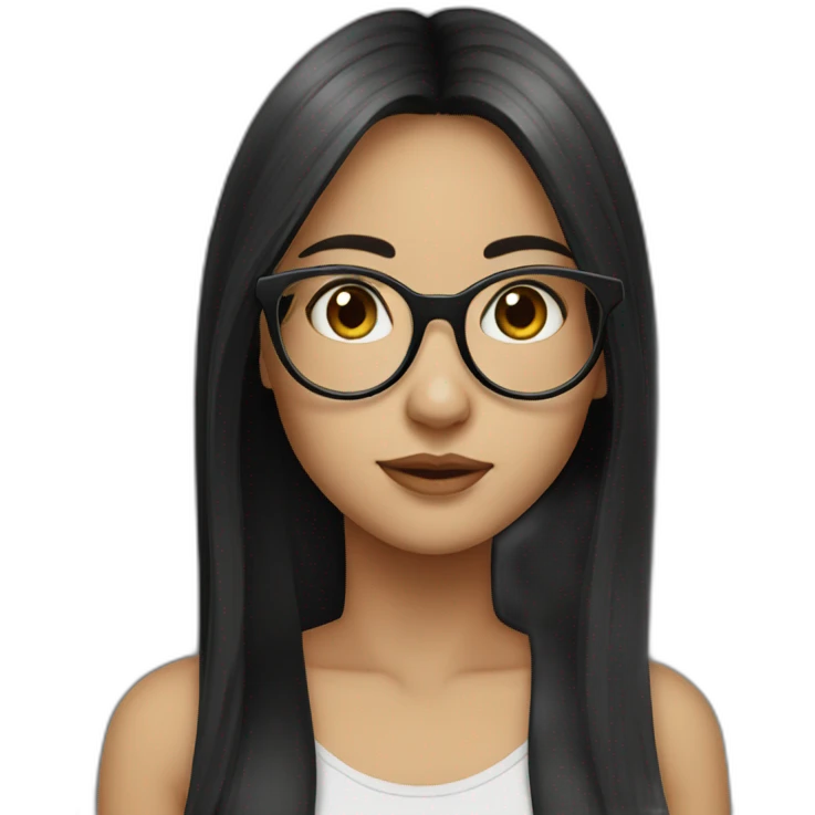girl ROUND GLASSES long black straigh hair emoji