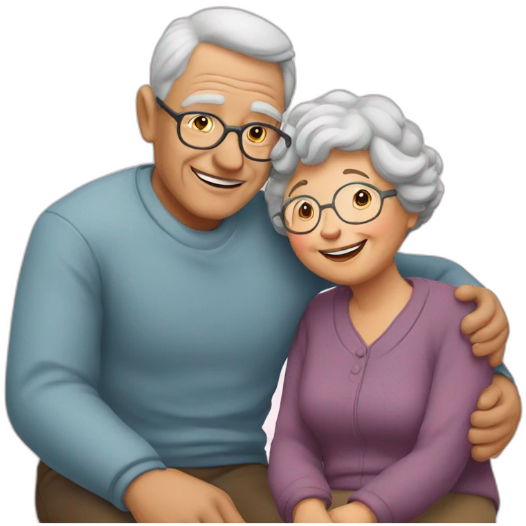 Granny in love with grandfather emoji