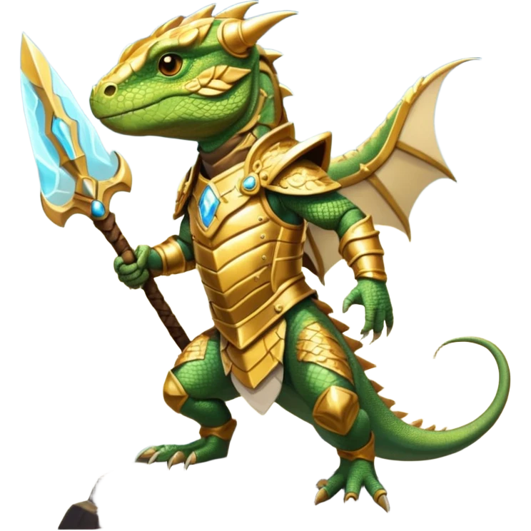 valorous Viking lizard in Valhalla, detailed armor, heroic pose, glowing sky emoji