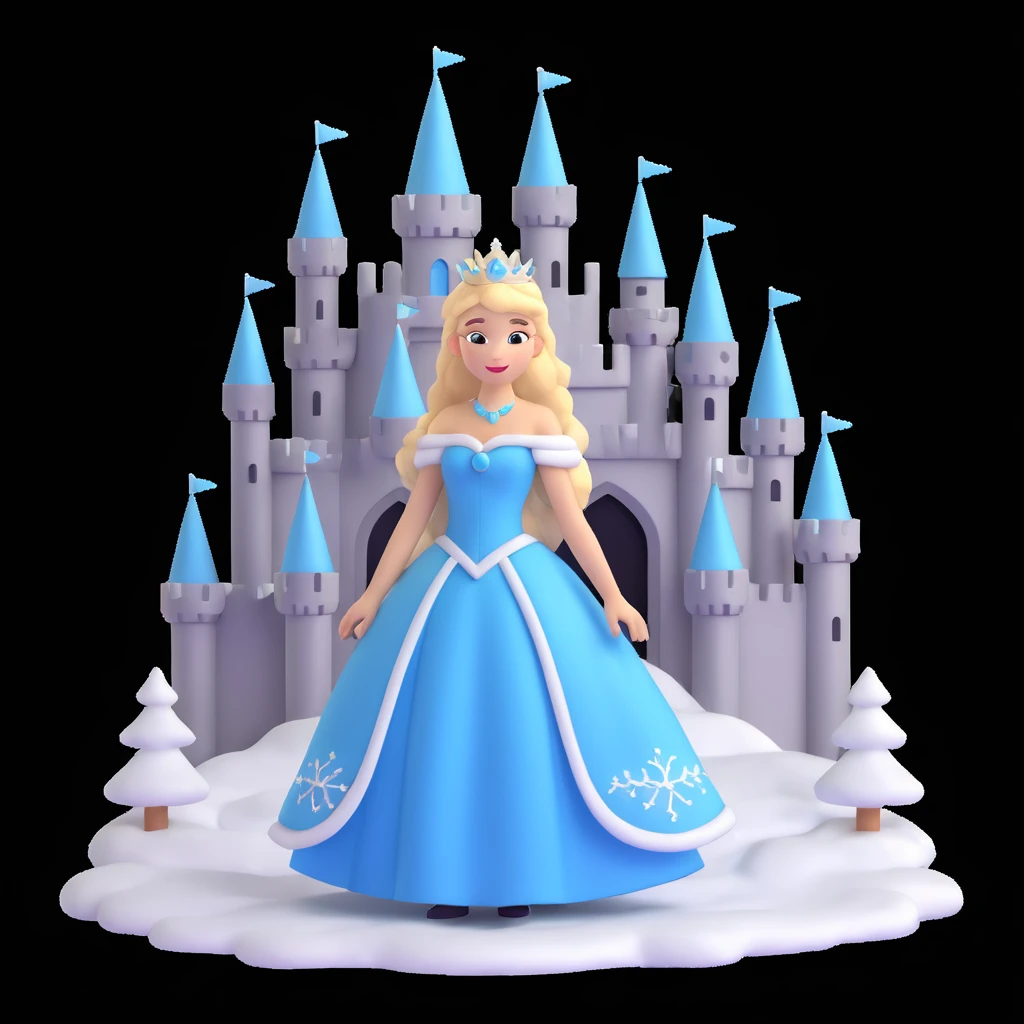 girls in a  snow princess dress, snow castle background emoji