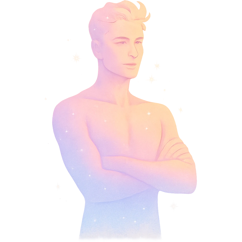 confident male figure with a pastel aura and subtle sparkle, embodying beauty and magnetic charm, in a minimalist silhouette emoji