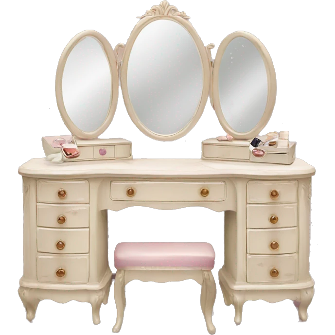 Vintage vanity makeup table aesthetic emoji