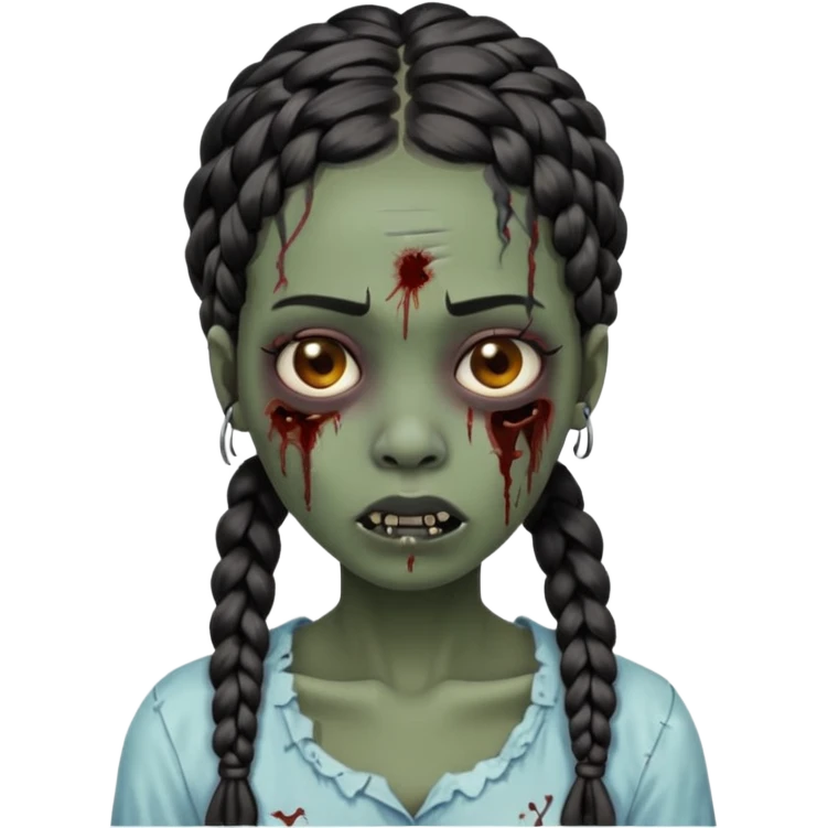 swag zombie girl black with braids emoji
