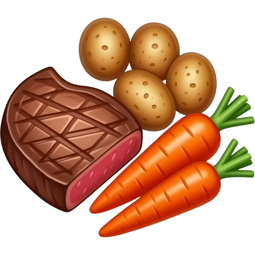 Steak Potatoes Carrots on a plate emoji