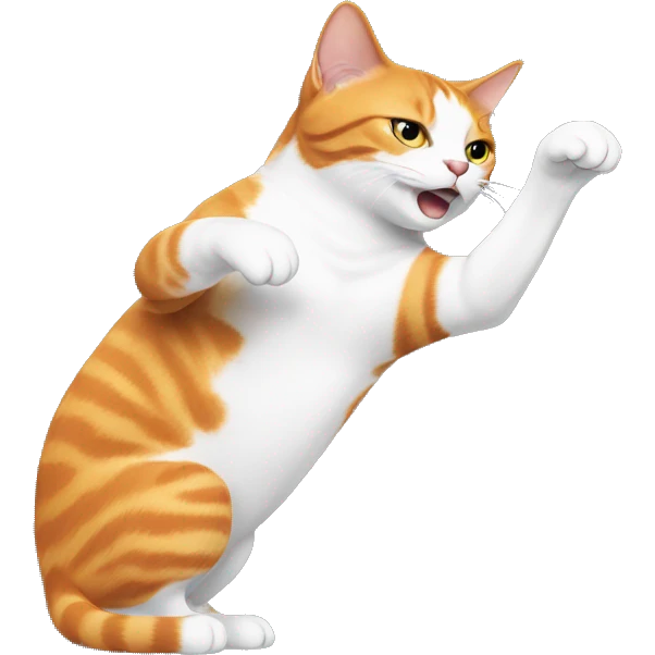 N orange cat flipping off a black-and-white cat emoji
