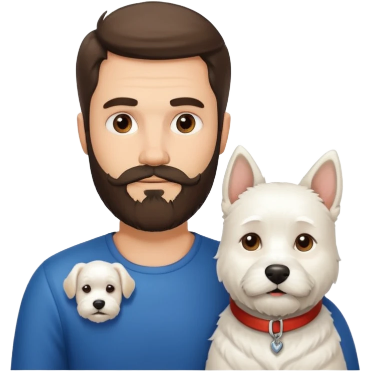 Handsome Italian bearded man with white dog emoji