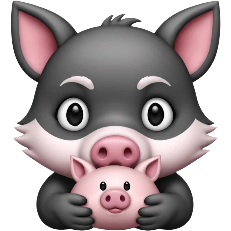 Wolf cartoon wholding animal for eating  emoji