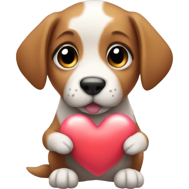 puppy holding a heart emoji