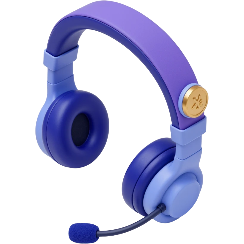 over the hear headphones with a mic emoji