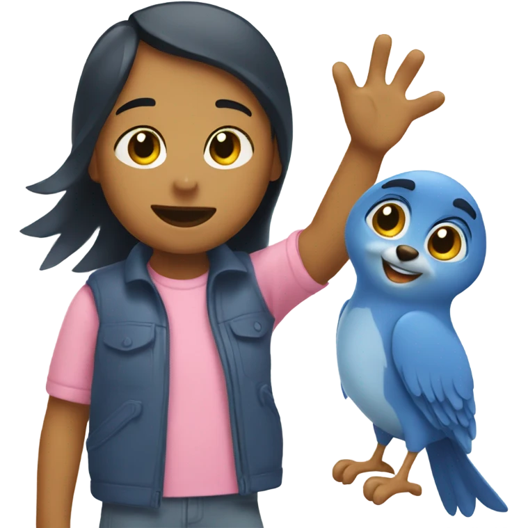 Bluey waving at a little girl emoji