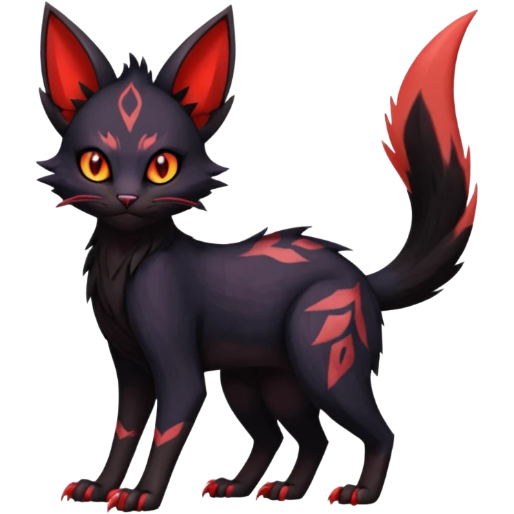 Black edgy Noivern-Noibat-Purloin-Torracat-Lykoi-Caracal-cat-Fakemon-fusion-hybrid-creature emoji