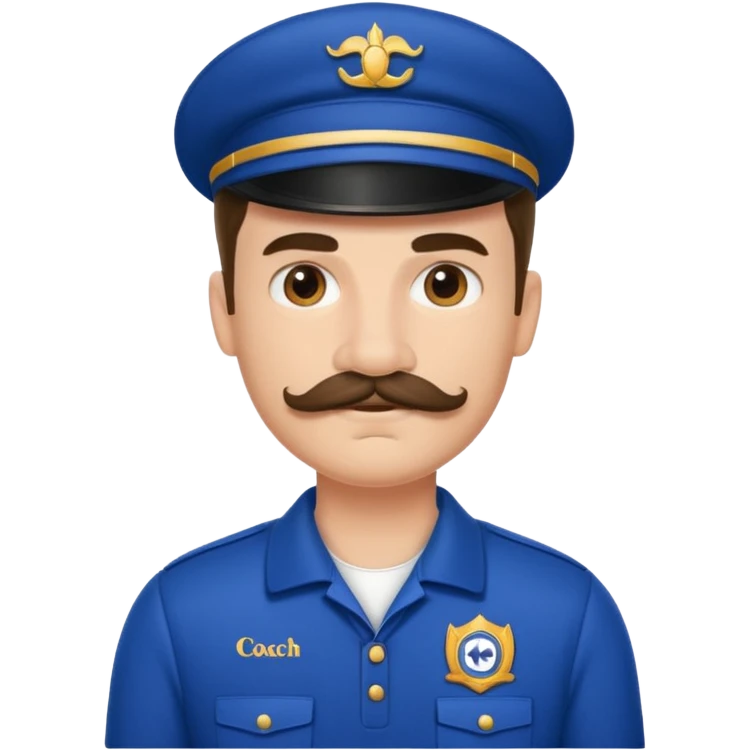 moustache uniform Coach man emoji