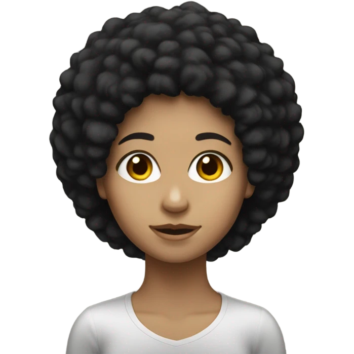 Caucasian girl with a black afro emoji