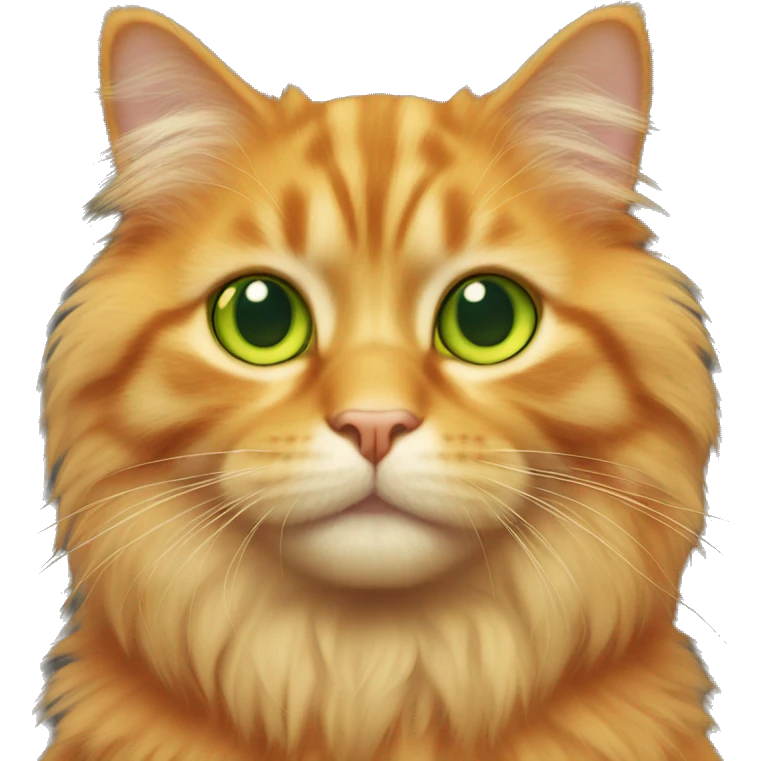 Orange fluffy cat with yellow green eyes emoji