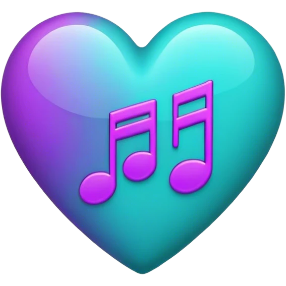 Teal and Purple music heart emoji