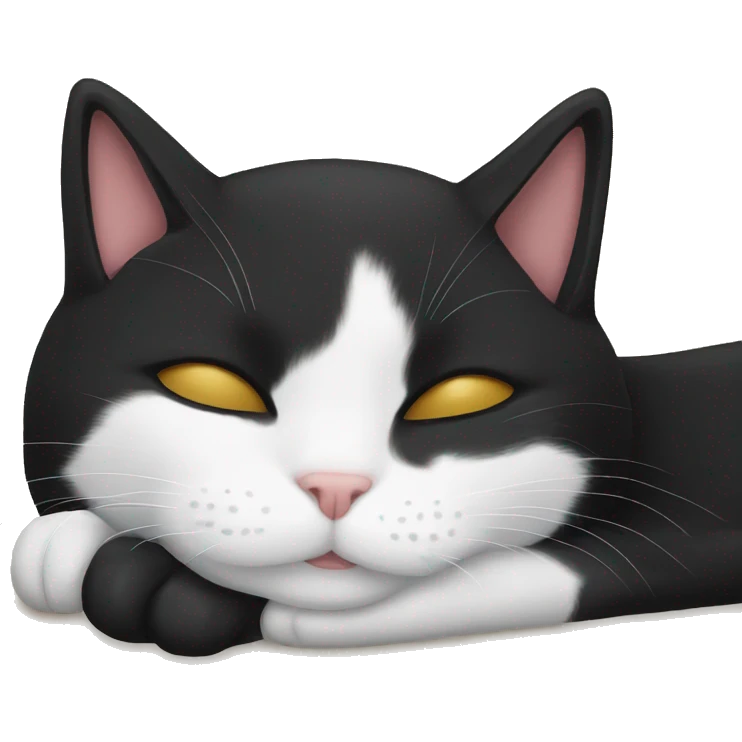 Tuxedo cat sleeping  emoji
