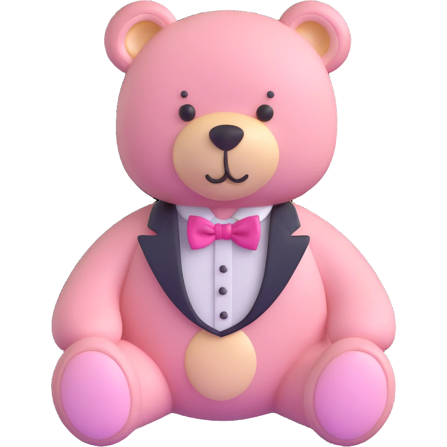 light pink teddy bear with pink bow tie emoji
