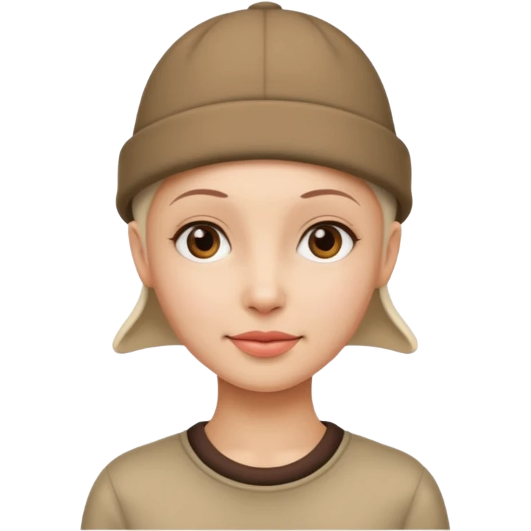 Woman with no hair wearing cute hat  emoji