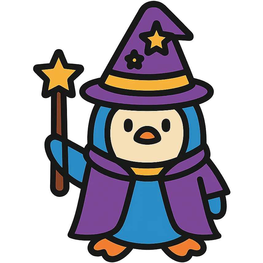 A penguin wizard emoji