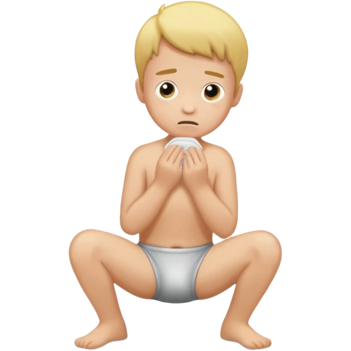 A kid sqa boy squating down pooping on his wet stinky underwearu emoji