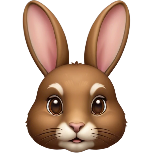 Cinematic Noble Brown Rabbit Portrait Emoji, Poised and regal, with a sturdy, compact build and a rich, velvety brown fur, long, alert ears and deep-set soulful brown eyes, Simplified yet sharp and sophisticated features, highly detailed, glowing with a warm, dignified glow, high shine, intelligent and gentle, stylized with an air of rustic elegance, focused and attentive, soft glowing outline, capturing the essence of a watchful and confident companion, so majestic it feels as though it could hop out of the screen with effortless authority! emoji