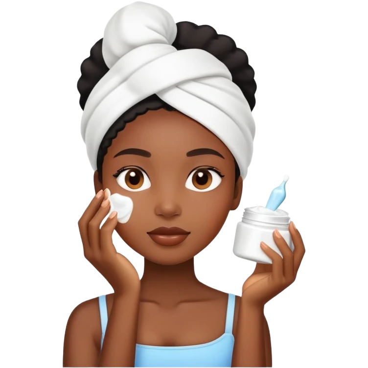 Black girl applying face cream emoji