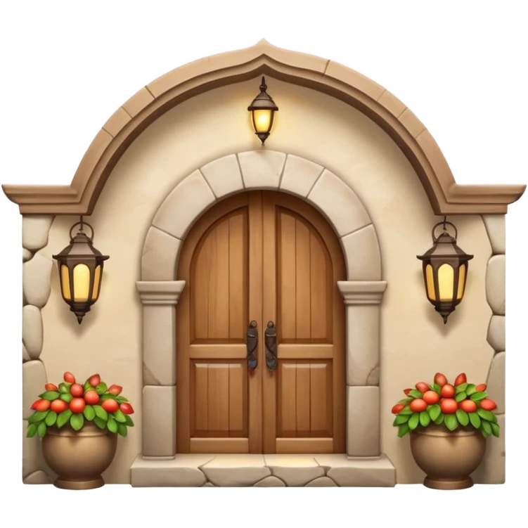 3D Apple-style emoji of a full traditional Turkish han. Rounded stone building with arched wooden doors and windows, small courtyard, fountain, arches, and hanging lanterns. Glossy, smooth, soft shadows, clean white background.






 emoji