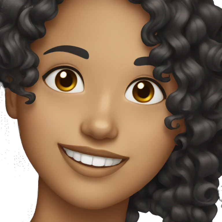 woman smiling black curly hair emoji