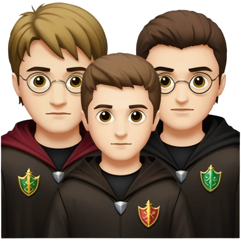 Harry Potter, Cedric Diggory, and Viktor Krum as Triwizard champions emoji