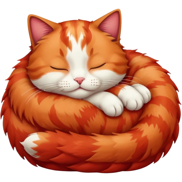 Curled Sleeping Cat red emoji