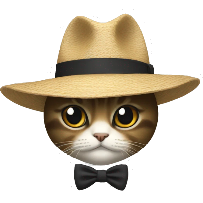 Un chat avec un chapeau noir emoji