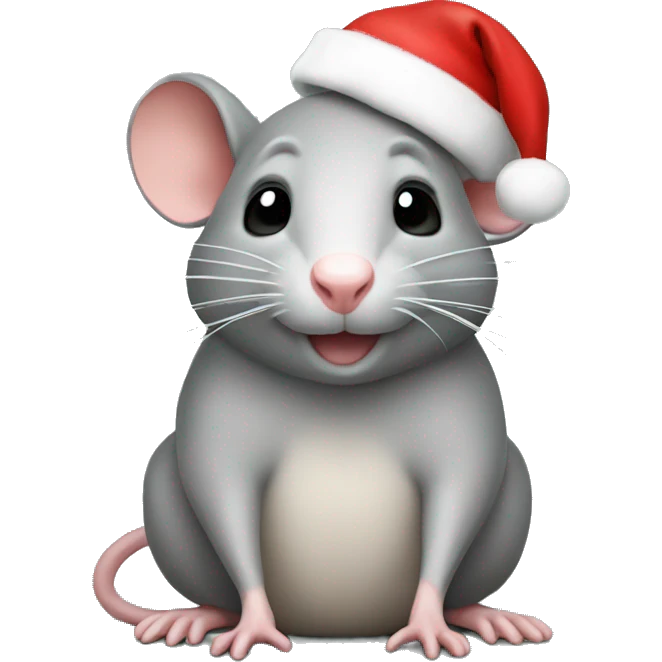 Rat with a Christmas hat on emoji