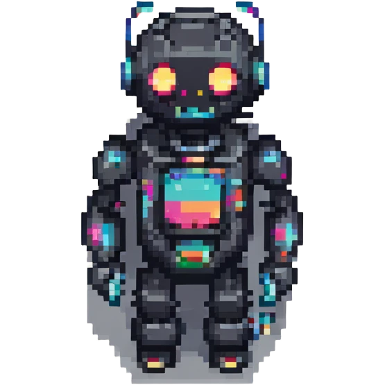pixel art robot, simple and colorful emoji
