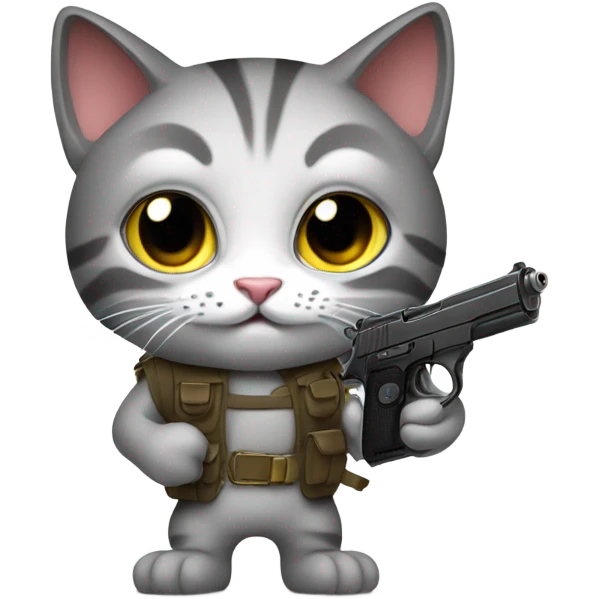 Cat with gun emoji